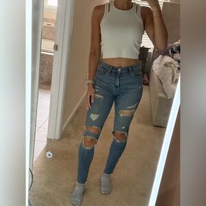 Abercrombie and Fitch Distressed Simone High Rise Super Skinny Jeans